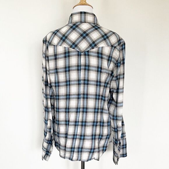 Blue Plaid Seven Western Shirt with pearl snap buttons - Picture 2 of 6